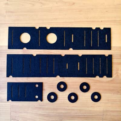 Two Roland Synthesizer Panel Gasket/Dust Protectors sets: (1) Juno 106 set and (1) SH-101 set