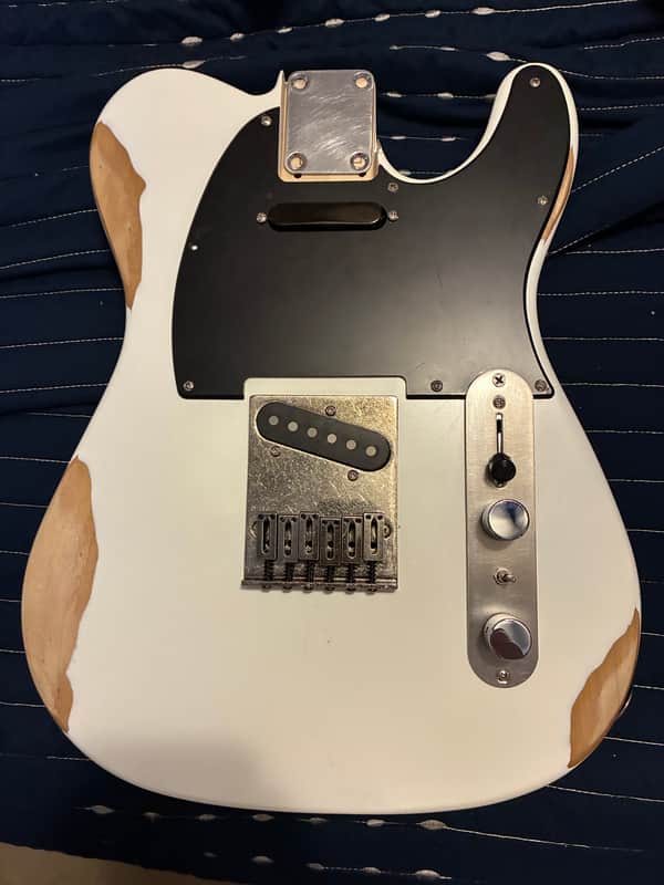 Partscaster  Telecaster Relic Loaded Body - White- Alinico 5 Pickups image 1