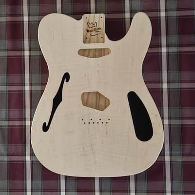 Woodtech Routing - Swamp Ash/Flame Maple Telecaster Thinline Body - Unfinished image 3