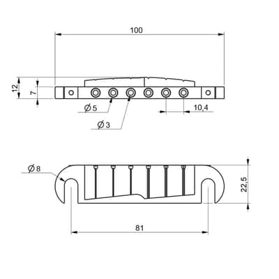 ABM 3022 PRS Style Wraparound Bridge Tailpiece (Nickel, Aluminium) image 4