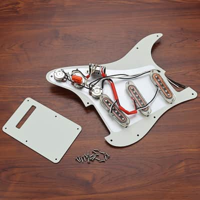 Prewired Loaded Pickguard Guitar,3-Ply SSS Prewired Loaded Pickguard with Alnico V Pickups Humbucker Pickups Kit for Strat/Stratocaster Electric Guitars Replacement Parts (white) image 5