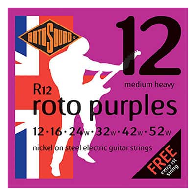 Rotosound R12 Roto Purples Nickel Coated Steel Electric Guitar Strings - Medium Heavy Wound 3rd (12 - 52)