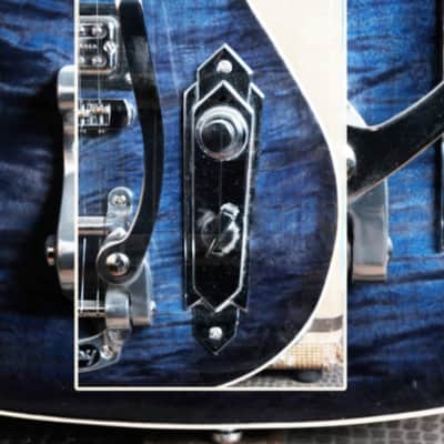 Postal Midnight Special Flamed Maple Blue Silverplate Engraved Pickguard Bigsby image 7