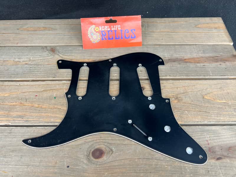 Real Life Relics Left Hand Black Fender® Stratocaster® Pickguard 3 Ply 11 Hole SSS    (PGAQ4) image 1
