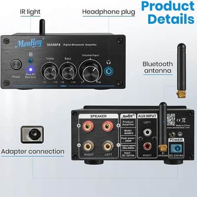 Bluetooth 5.0 Stereo Amplifier Receiver 500w Peak Power RMS 100W - 2.0 Channel Mini HiFi Class D Amp image 2
