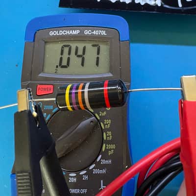 Fender Jazz Bass wiring harness (two volume and one tone) Bumblebee 0.047uF paper in oil capacitor image 4
