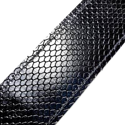 Premium Black Patent Leather Guitar Strap-Snake Skin Pattern Leather Guitar Strap -100% Leather Guitar Strap-Acoustic, Electric Bass Guitars image 3