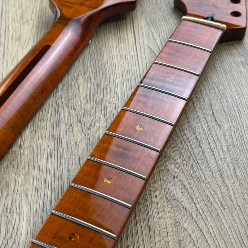 Left Handed Dark Roasted Maple Wood Guitar Strat Stratocaster Style Neck, 22 Frets Fingerboard image 1