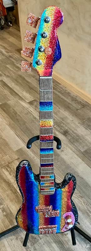 4-String Bass Guitar - Rainbow Sparkle Pride image 1