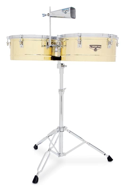 LP Matador M257B 14" and 15" Timbales - Brass with Chrome Hardware image 1