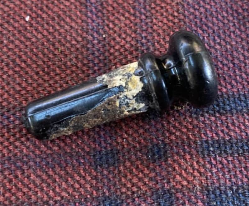 Black Vintage 1950s Harmony / Silvertone Guitar Plastic End Pin, Strap Button image 1