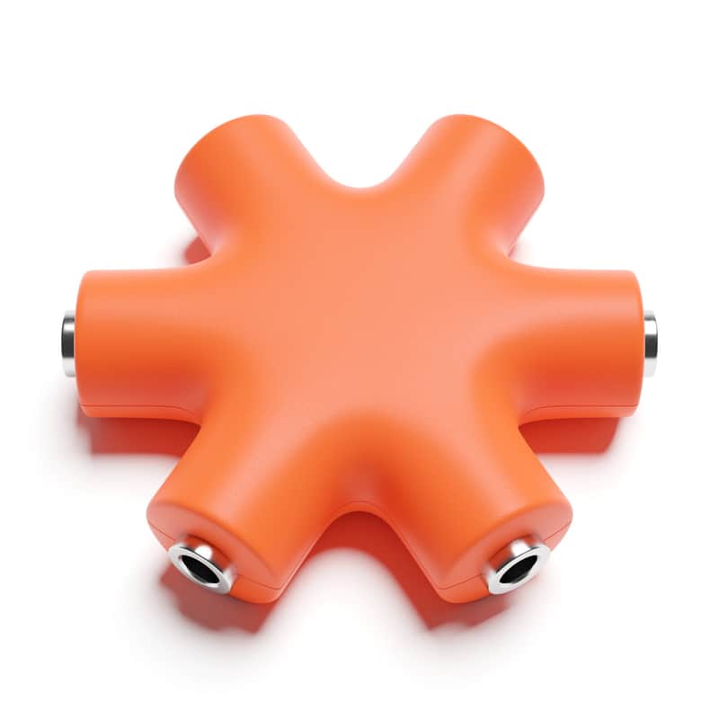 ExcelValley [Orange] Mono Patch Cable Splitter Hub 6 Port 5 Way TS 3.5mm 1/8" Modular Synth Eurorack image 1
