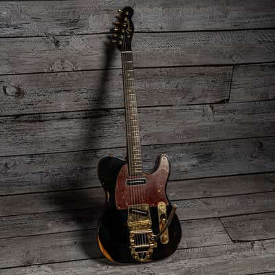 Fender Custom Shop Limited Edition Bow Tie Telecaster Custom Relic with Gold Hardware - 3A Rosewood Fingerboard, Black with Aged Natural Back and Sides image 12