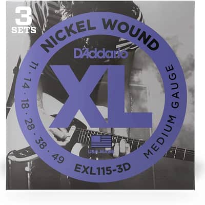 D'Addario Nickel Wound Electric Guitar Strings Medium/Blues-Jazz Rock 11-49 3 Sets image 2