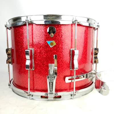 Ludwig 10x14"Red Sparkle Snare Drum Vintage70s Steel Hoops Marching/Parade Maple image 1