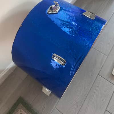 Unbranded 22” Bass Kick Drum Shell w/ Hardware 90s - Blue Sparkle image 2