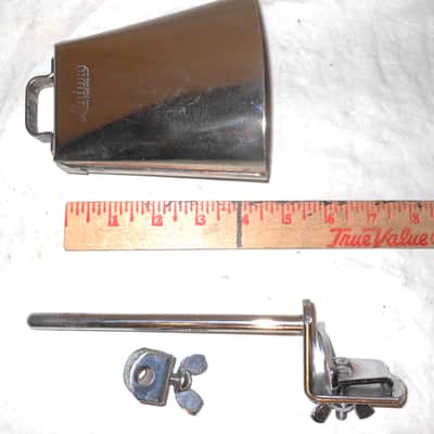 Vintage 1967 Golden-Tone Cowbell + Ludwig Chrome Plated Cowbell Holder image 3