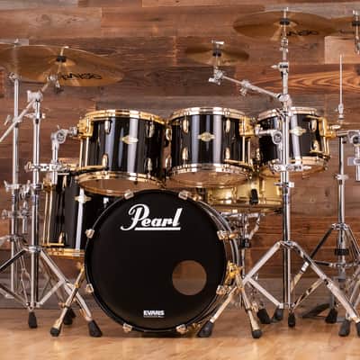 PEARL MASTERS PREMIUM BIRCH (BRP) 5 PIECE DRUM KIT, BLACK MIST, GOLD FITTINGS (PRE-LOVED) image 3