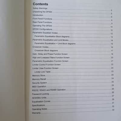 Operating Instructions XTA Electronics Digital Equaliser DP200 1996 image 3