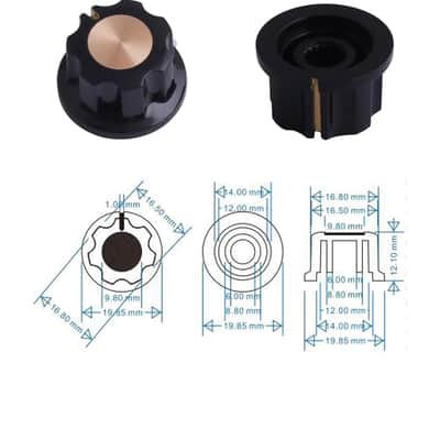 Mini Guitar Potentiometer Control Knobs Volume Tone Knobs Effect Pedal Knob 6Mm Shaft Black With Gold Cap For Guitar Bass Or Effect Pedals And Amps Set Of 4Pcs. image 3