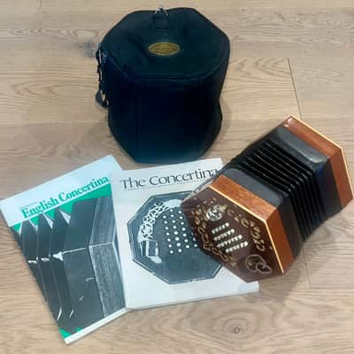 Nice Mahogany Stagi A48 English Concertina, Includes Soft Case & Books Made in Italy ! image 1