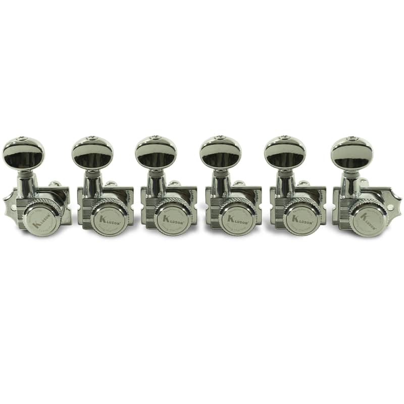 Kluson 6 In Line Locking Revolution Series H-Mount Non-Collared Tuning Machines W/ Staggered Posts image 1