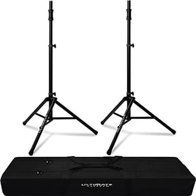 2x Ultimate TS-100B Aluminum Tripod Speaker Stand Pair + Carry Bag image 1