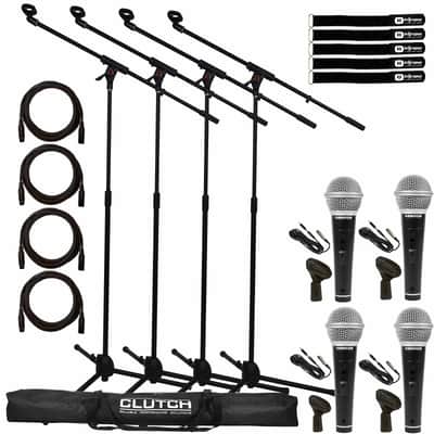Handheld Dynamic Vocal Microphone w XLR 1/4" Cable Clip On/Off Switch & Stand 4pk image 12