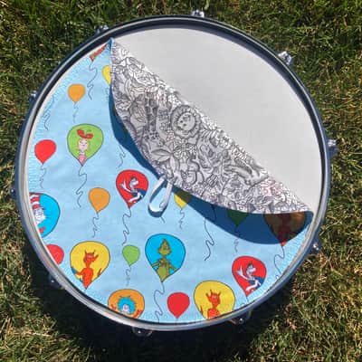 14" Drum Bunny reversible cloth drum cover - partial mute - dampener - compare to Drum Tortillas and Big Fat Snare image 2