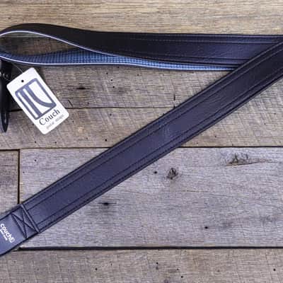 Couch Guitar Strap L023 Reverse GTO Black Guitar Strap -Blue Vintage GTO on the inside image 1