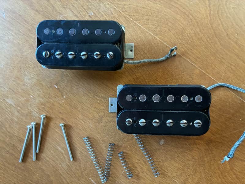 Gibson T-top Humbucker pickups 1979 - uncovered black bobbin image 1