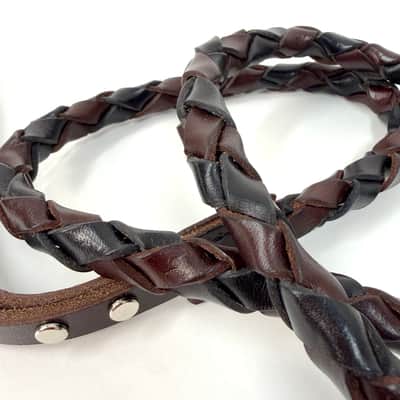 Walker And Williams M-51-CGN/BLK Throwback Series Chestnut Brown And Black Grain Leather "Twist" Mandolin Strap image 3