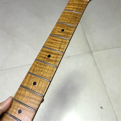22fret Roasted flame Maple Custom nut 43mm  Electric guitar neck Part 12in image 6