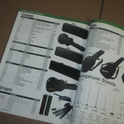 very lightly handed, near A+ genuine Ibanez 2013 Full Line Catalog (114 total pages) + a one page Amendments sheet (states "For Authorized Dealers Only") Color Pictures and B & W Text, Thin Quality Paper, Semi-Gloss Sheen, CATALOG - L: 11" x W: 8 & 1/4" image 25