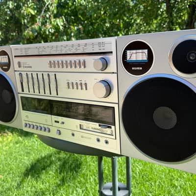 SILVER SR 8800 MINT Rare Vintage 3-Piece Dual Cassette Radio Boombox Warranty image 14