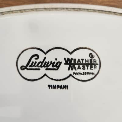 NOS Ludwig Weathermaster 28" Timpani Drum Head Smooth White 1960s Script Cloud Stamp Bild 2