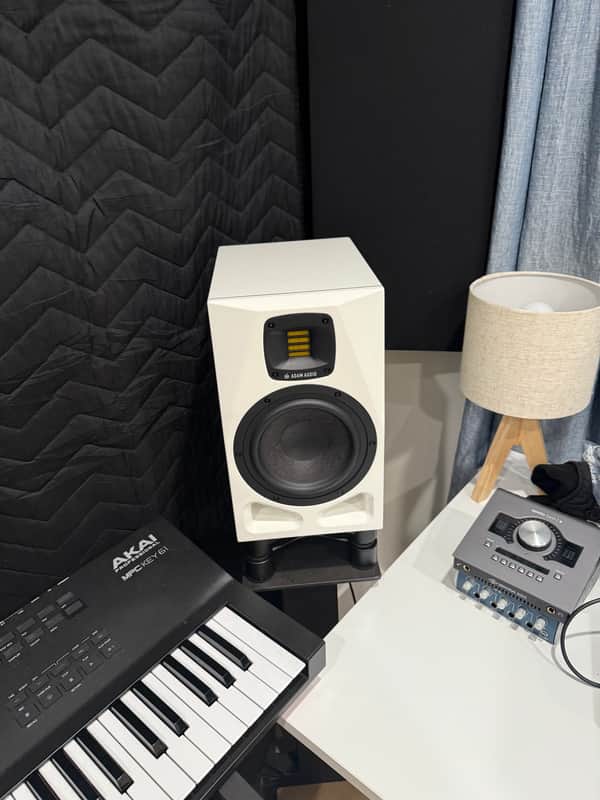 Black Adam A71 speaker with visible tweeter and woofers.
