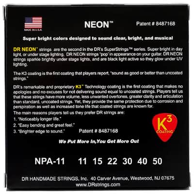 Hi Def Neon Pink 6 Cordes Custom Light 11-50 DR Strings image 3