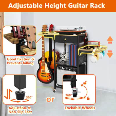 3-Tier Guitar Stand Rack with Wheels – Multi Guitar & Amp Storage Stand image 3