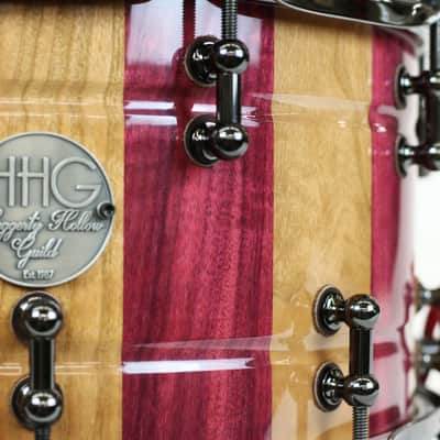 HHG 14x7 Cherry And Purple Heart Stave Snare, High Gloss Lacquer image 7