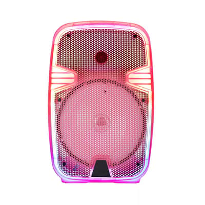 Pink 8" Rechargeable Bluetooth LED Party Speaker System w/ USB, SD, FM, AUX, Mic & Stand image 4