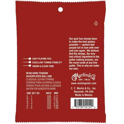 Martin Classical Guitar String Set Hard Tension Ball End M160 image 2