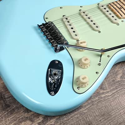 MyDream Partcaster Custom Built - Sonic Blue Flamed JM Silver Strat image 7