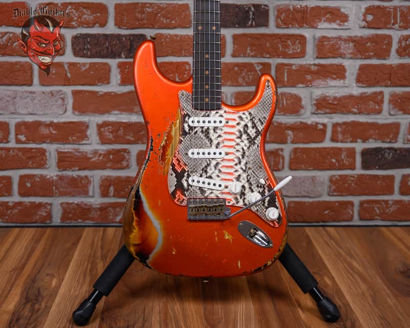 Fender Custom Shop SR25 61 Stratocaster Super Heavy Relic Candy Tangerine over 3-Color Sunburst w Boos Leather Custom Pickguard 2025 w/OHSC image 1