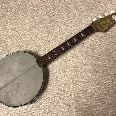 Vintage MIJ Teisco Telestar Stamped Tin Toy Guitar Banjo image 1
