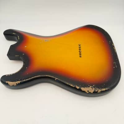MJT Stratocaster Body Alder Relic Nitro Hardtail 3-Tone Sunburst mjt6657 image 6