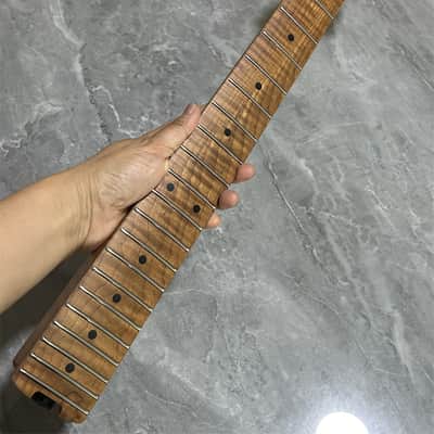 Wheel truss AAAA 22fret Roasted Flame Maple Electric guitar neck part locking nut image 1