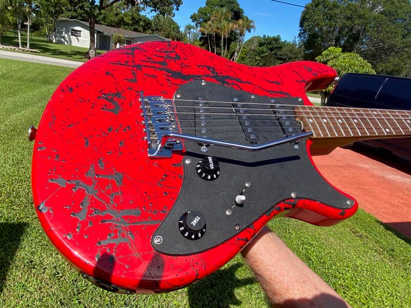 Strat style offset "BloodClot" electric guitar 3 strong single coil PU fretwork, set-up, Dunlop Pro image 1