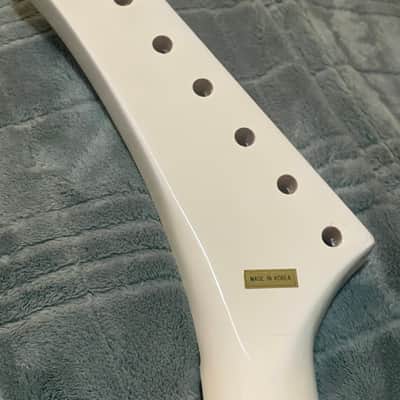 NOS. "NewVintage Cort banana Rare Flawless neck Effector bone stock NEW N.O.S. guitar neck 1970's - white flawless w factory screened logo Unplayed new frets image 5