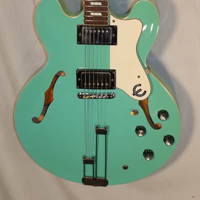 Epiphone Riviera Turquoise Finish Frequensator Tailpiece Semi-Hollow Body Electric Guitar with TKL hard case 1997 Made in Korea Peerless Factory image 7